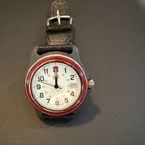 Swiss Army original “Calvary” Classic Black Watch with Red Accent